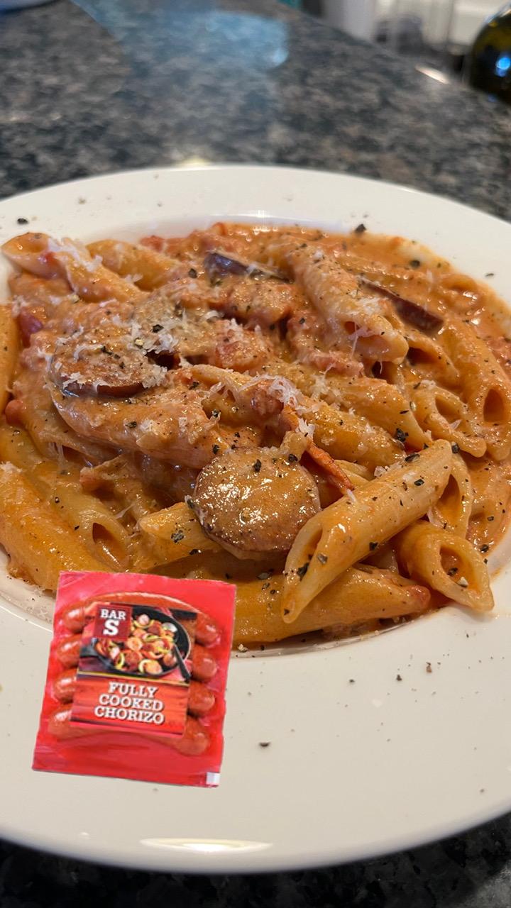 Featured image for “Creamy Chorizo Pasta! #barsfoods #chorizo #pasta 🍝🤤”