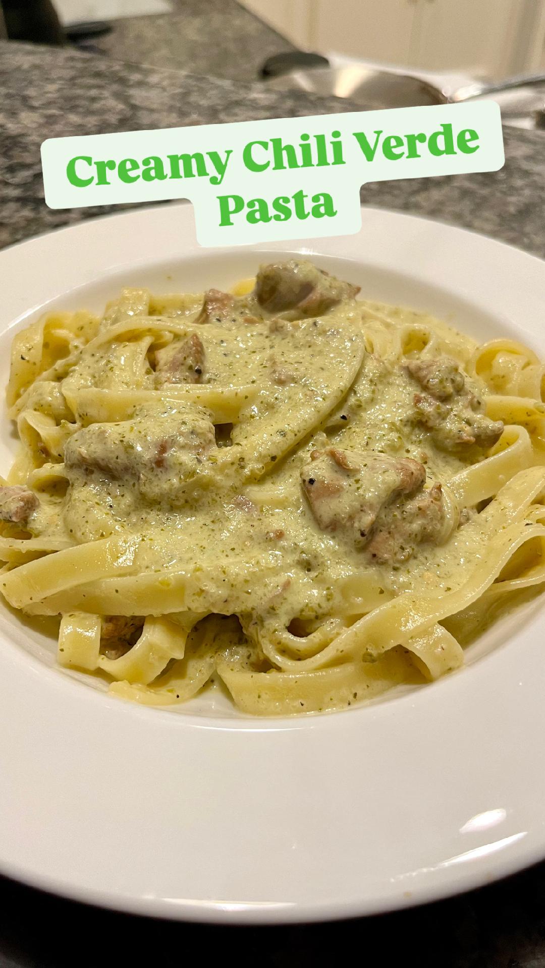 Featured image for “Creamy Chili Verde Pasta! #chiliverde #pastarecipe”